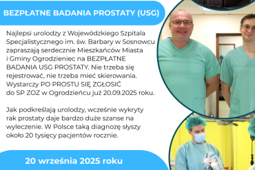 Bezpłatne badania prostaty (USG)